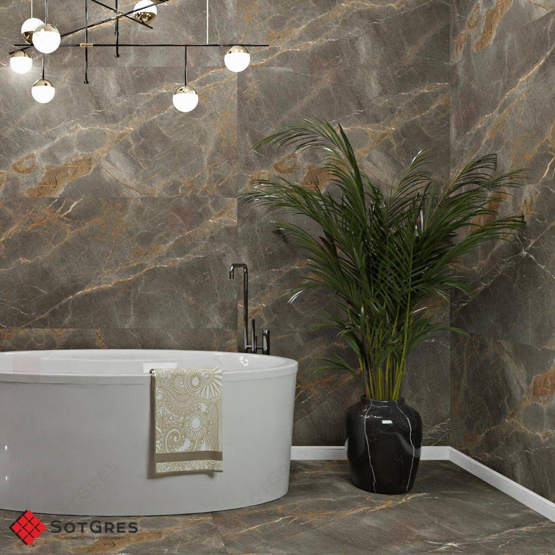 REGAL CALIFORNIA  ALMOND /80х160/ глянцевый серый керамический гранит под оникс с двойной полировкой